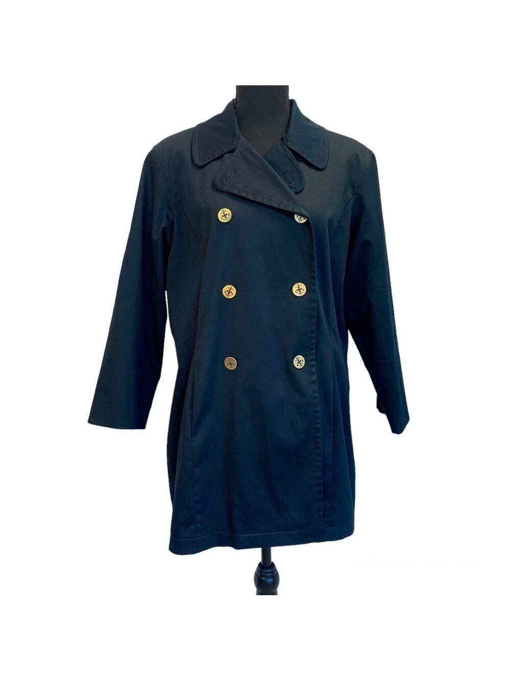 LIZ Claiborne navy blue nautical trenchcoat Sz M